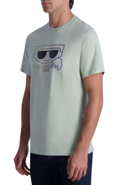 Shop Karl Lagerfeld Ombré Karl Cotton Graphic T-shirt In Mint