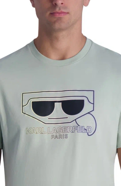 Shop Karl Lagerfeld Ombré Karl Cotton Graphic T-shirt In Mint
