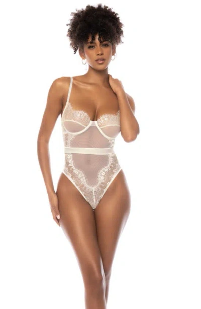 Shop Mapalé Mesh & Lace Underwire Teddy In Ivory