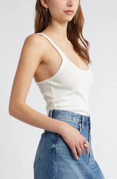 Open Edit Rib Racerback Tank In Ivory Cloud