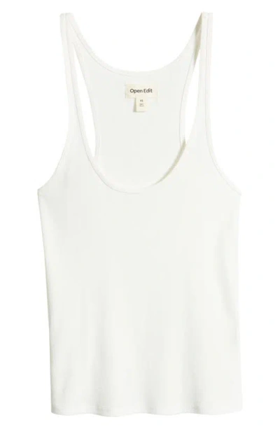 Open Edit Rib Racerback Tank In Ivory Cloud