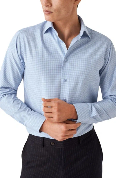 Shop Eton Slim Fit Check Stretch Cotton & Lyocell Shirt In Lt/ Pastel Blue