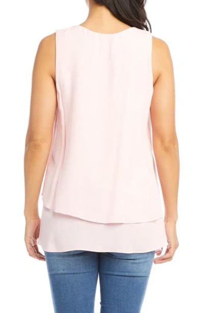Karen Kane V-neck Layered Asymmetrical Tank In Dusty Pink