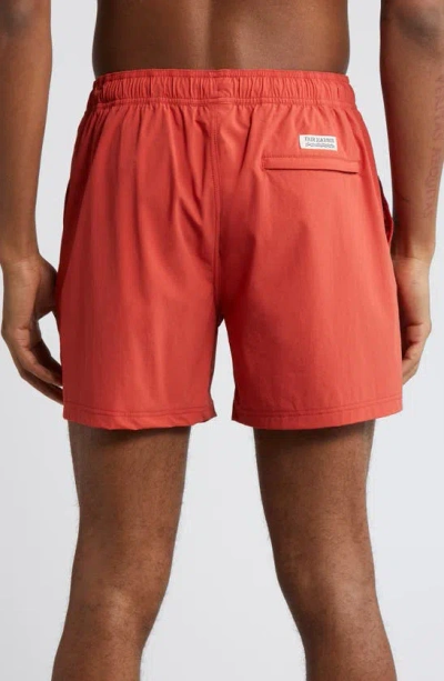 Fair Harbor The Bungalow Leaf Print Swim Trunks In Baked Apple