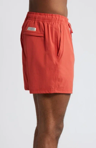 Fair Harbor The Bungalow Leaf Print Swim Trunks In Baked Apple