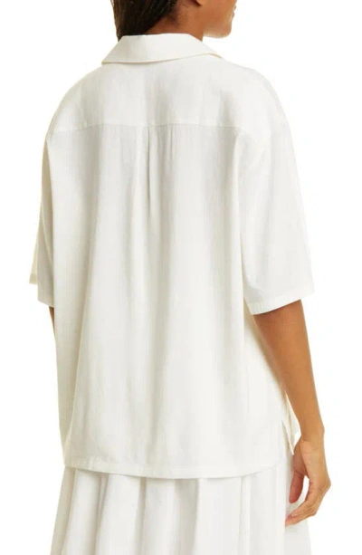 Shop Rebecca Taylor Cabana Short Sleeve Linen Blend Shirt In Full Moon