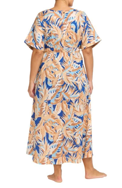 Artesands Areca Cea Verdi Cover-up Wrap Dress In Blue