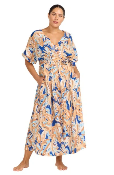 Shop Artesands Areca Cea Verdi Cover-up Wrap Dress In Blue