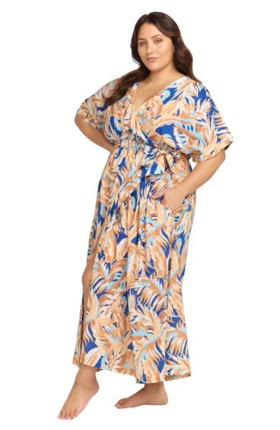 Artesands Areca Cea Verdi Cover-up Wrap Dress In Blue