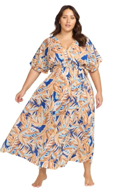 Artesands Areca Cea Verdi Cover-up Wrap Dress In Blue