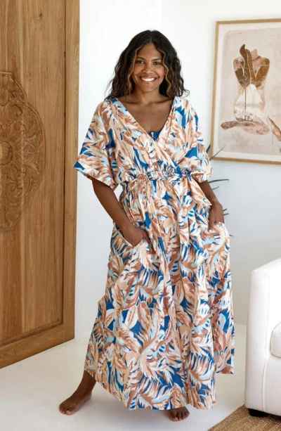 Artesands Areca Cea Verdi Cover-up Wrap Dress In Blue