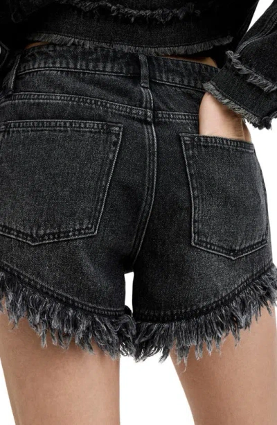 Shop Allsaints Hailey High Waist Denim Cutoff Shorts In Washed Black