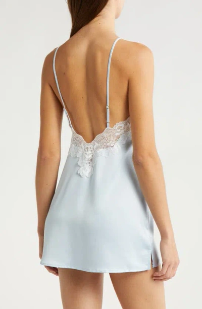 Shop Bluebella Isabella Lace Trim Satin Chemise In Ice Water Blue