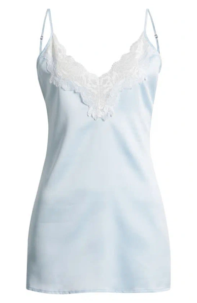 Bluebella Isabella Luxury Satin Short Chemise In Ice Water Blue