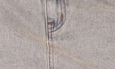 Edikted Low Rise Denim Miniskirt In Blue-washed