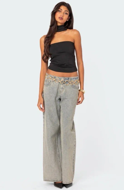Edikted Alyssia Strapless Choker Top In Black