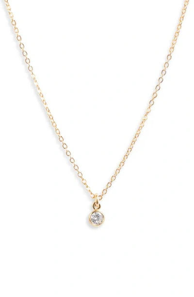 Set & Stones Birthstone Charm Pendant Necklace In Gold / April