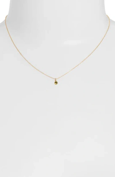 Set & Stones Birthstone Charm Pendant Necklace In Gold / August