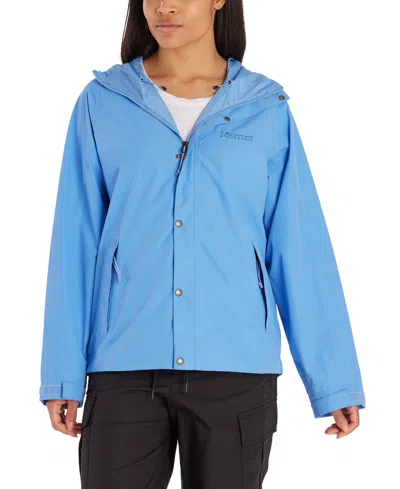 Shop Marmot Women's Cascade Hooded Waterproof Jacket In Blue Bonnet