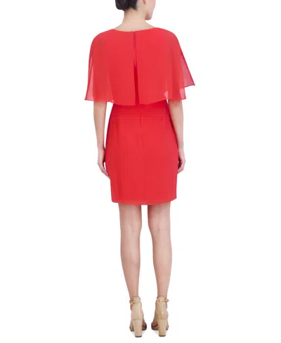 Shop Jessica Howard Petite Layered Capelet Dress In Strawberry