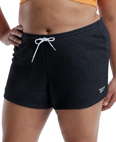 Shop Reebok Plus Size Active Identity French Terry Pull-on Shorts In Black