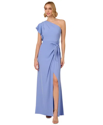 Shop Adrianna Papell Women's Side-tied One-shoulder Gown In Pericruise