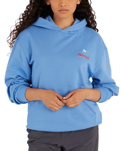Shop Marmot Women's  For Life Graphic Fleece Hoodie In Blue Bonnet