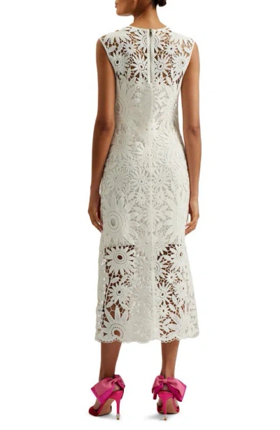Shop Ted Baker Corha Floral Cotton Lace Midi Dress In Ivory