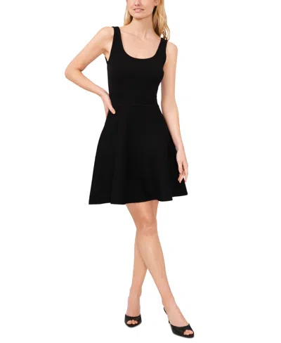 Shop Cece Women's Variegated Rib Knit Sleeveless Skater Dress In Rich Black