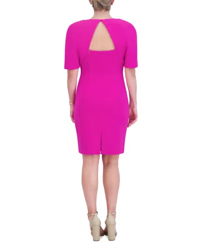 Shop Jessica Howard Petite Draped-sleeve V-neck Sheath Dress In Pink