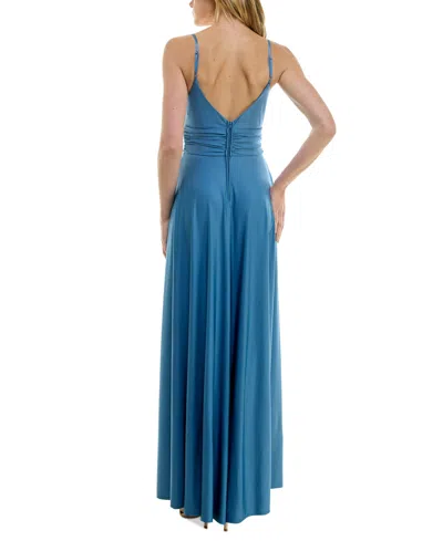 Shop B Darlin Juniors' Sleeveless V-neck Jersey Gown In Dark Blue