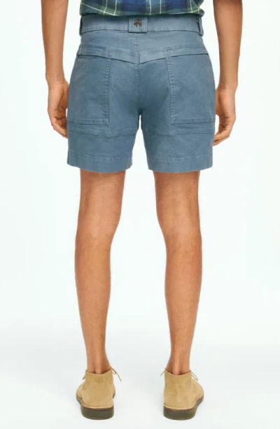 Shop Brooks Brothers Cotton Canvas Camp Shorts In China Blue