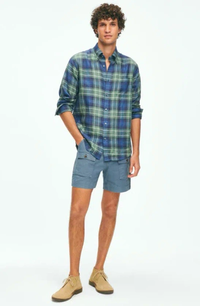 Shop Brooks Brothers Cotton Canvas Camp Shorts In China Blue
