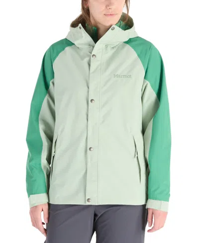 Shop Marmot Women's Cascade Hooded Waterproof Jacket In Frosty Green,clover