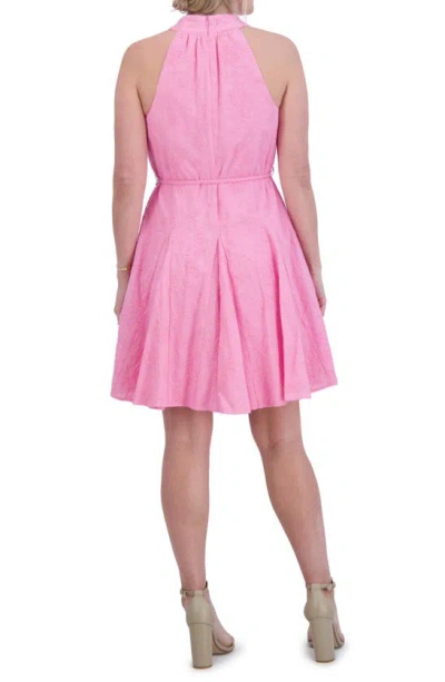 Shop Eliza J Embroidered Sleeveless Cotton Shirtdress In Pink