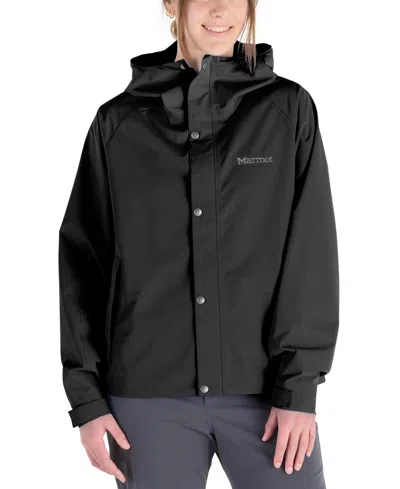 Shop Marmot Women's Cascade Hooded Waterproof Jacket In Black