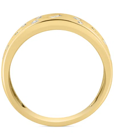 Shop Effy Collection Effy Diamond Round & Baguette Scatter Band (1/5 Ct. T.w.) In 14k Gold In Yellow Gol