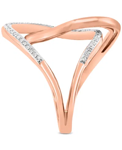 Shop Effy Collection Effy Diamond Interlocking Loop Abstract Statement Ring (1/4 Ct. T.w.) In 14k Rose Gold In Rose Gld