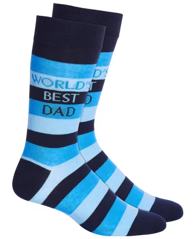 Shop Club Room Men's 'world's Best Dad' Crew Socks, Created For Macy's In Blue