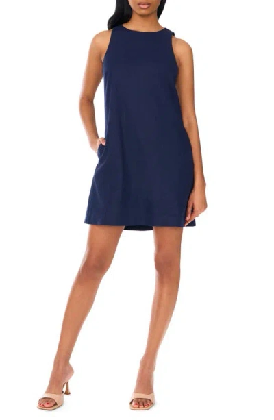 Shop Halogen (r) Sleeveless Linen Blend A-line Dress In Classic Navy