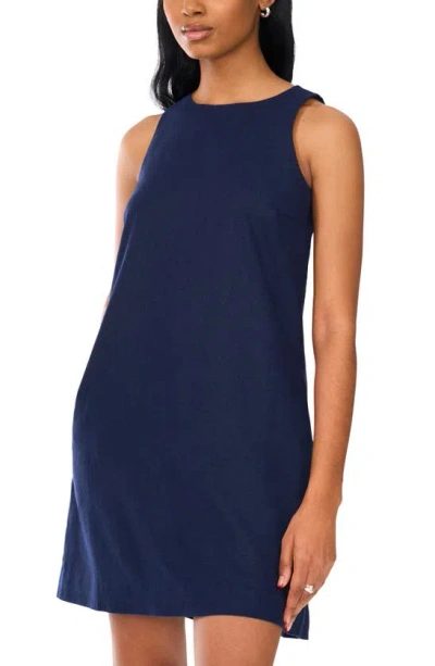 Shop Halogen (r) Sleeveless Linen Blend A-line Dress In Classic Navy