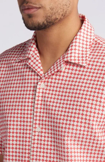 Shop Ted Baker Oise Textured Cotton Camp Shirt In Red