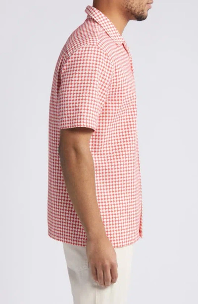 Shop Ted Baker Oise Textured Cotton Camp Shirt In Red