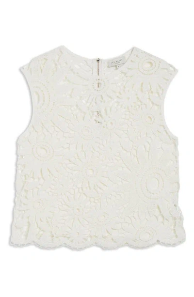Shop Ted Baker Katrnn Sleeveless Cotton Crochet Top In Ivory
