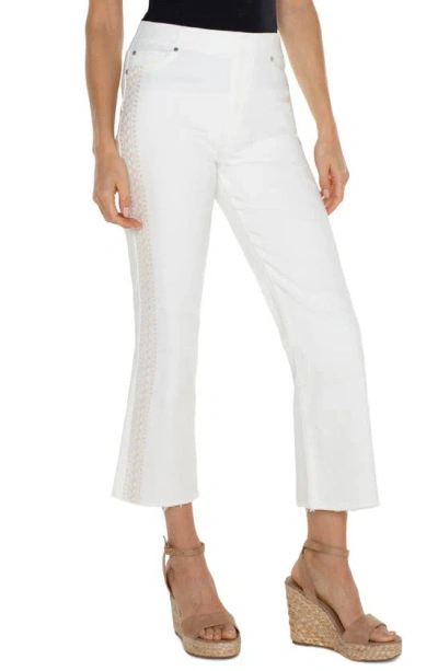 Shop Liverpool Los Angeles Chloe Pull-on Side Stitch Crop Flare Jeans In Bright White