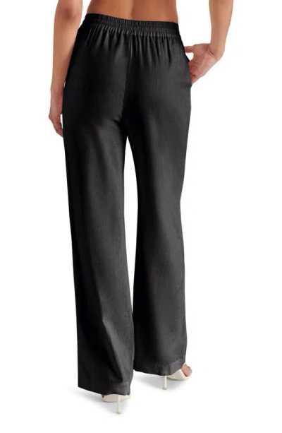 Steve Madden Venetia Linen Blend Drawstring Pants In Black