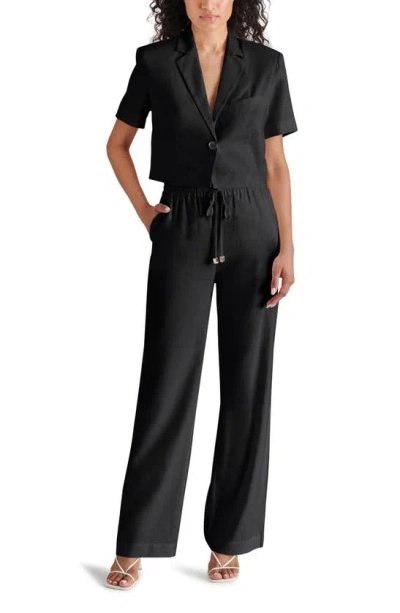 Steve Madden Venetia Linen Blend Drawstring Pants In Black