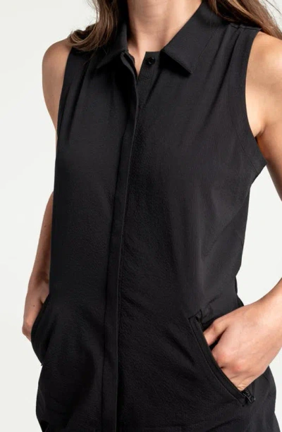 Shop Lole Momentum Sleeveless Shirtdress In Black Beauty