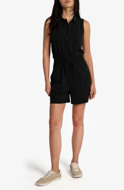 Shop Lole Momentum Zip Front Romper In Black Beauty