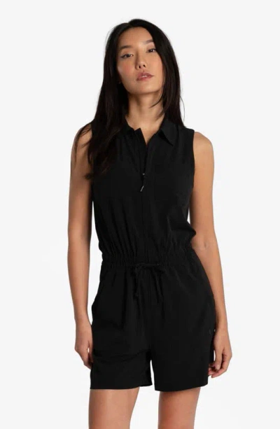 Shop Lole Momentum Zip Front Romper In Black Beauty